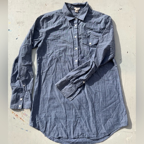 Women's J Crew Blouse Shirt Top Chambray Blue Denim S Button Casual Business - Picture 5 of 11